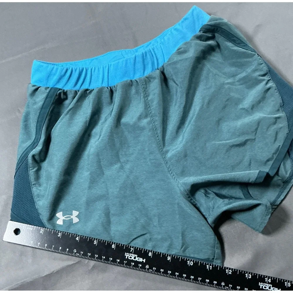 Under Armour Womens Fly By HeatGear Running Shorts Teal Blue Small Loose Fit